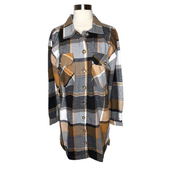 Taxi Premium Flannel Plaid Button Down Shirt Dress - Size XL - Picture 1 of 4